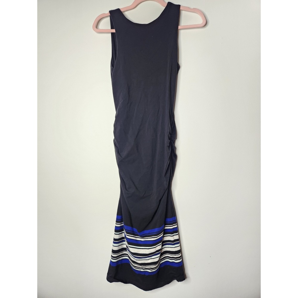 Athleta Comeback‎ Bodycon Side Ruched Tank Midi Dress Size XS Black Blue - Picture 2 of 10
